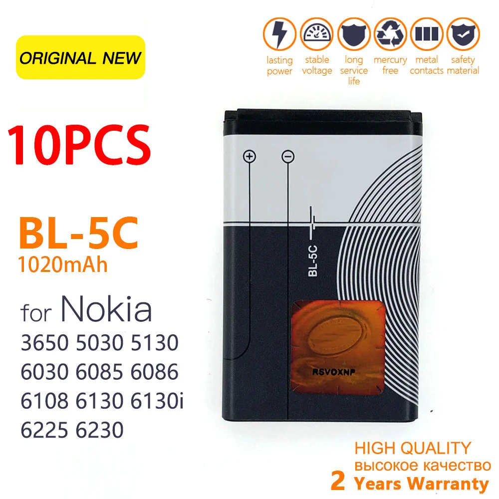 1200mah BL-5C BL 5C Rechargeable Phone Battery For Nokia 6600 N70 N71 N72 N91 E60 Smart Phone Batteria High Quality Batteries