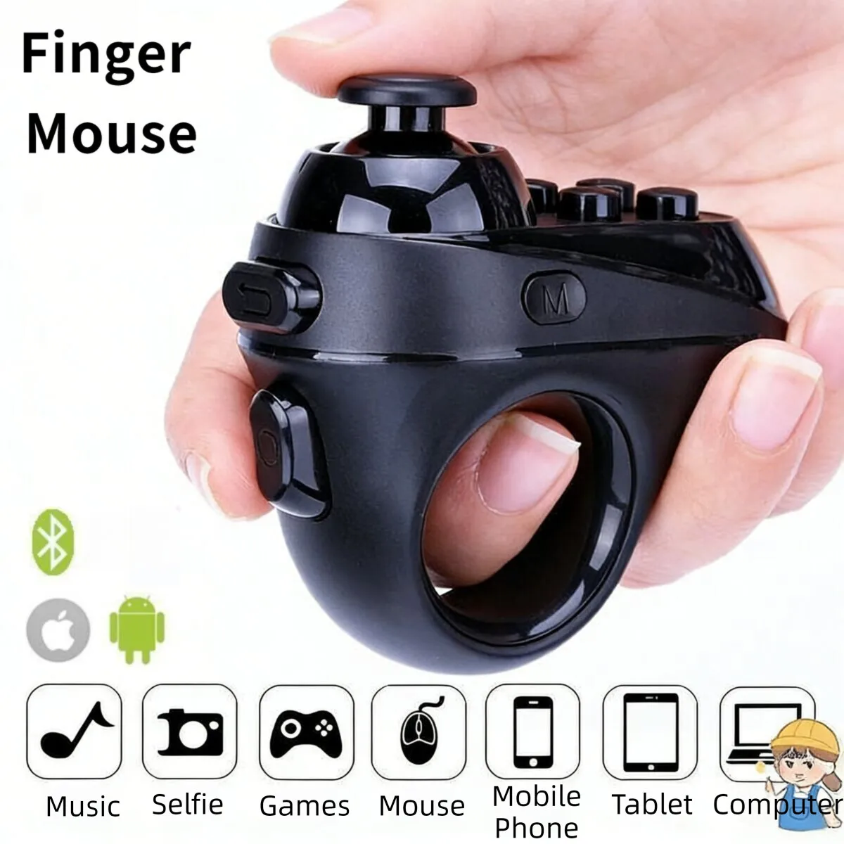 Versatile Finger Smart Remote Control Wireless Bluetooth Air Mouse Selfie Game Music Controller For Smartphone Tablet VR Glasses