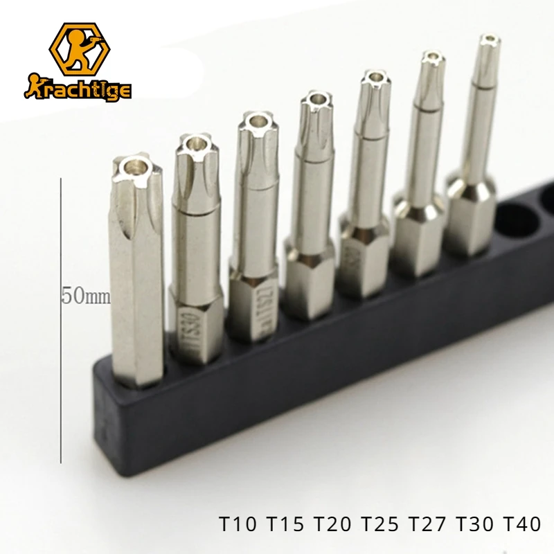 Krachtige 7Pcs 50mm Magnetic Screwdriver Set T10 T15 T20 T25 T27 T30 T40 1/4
