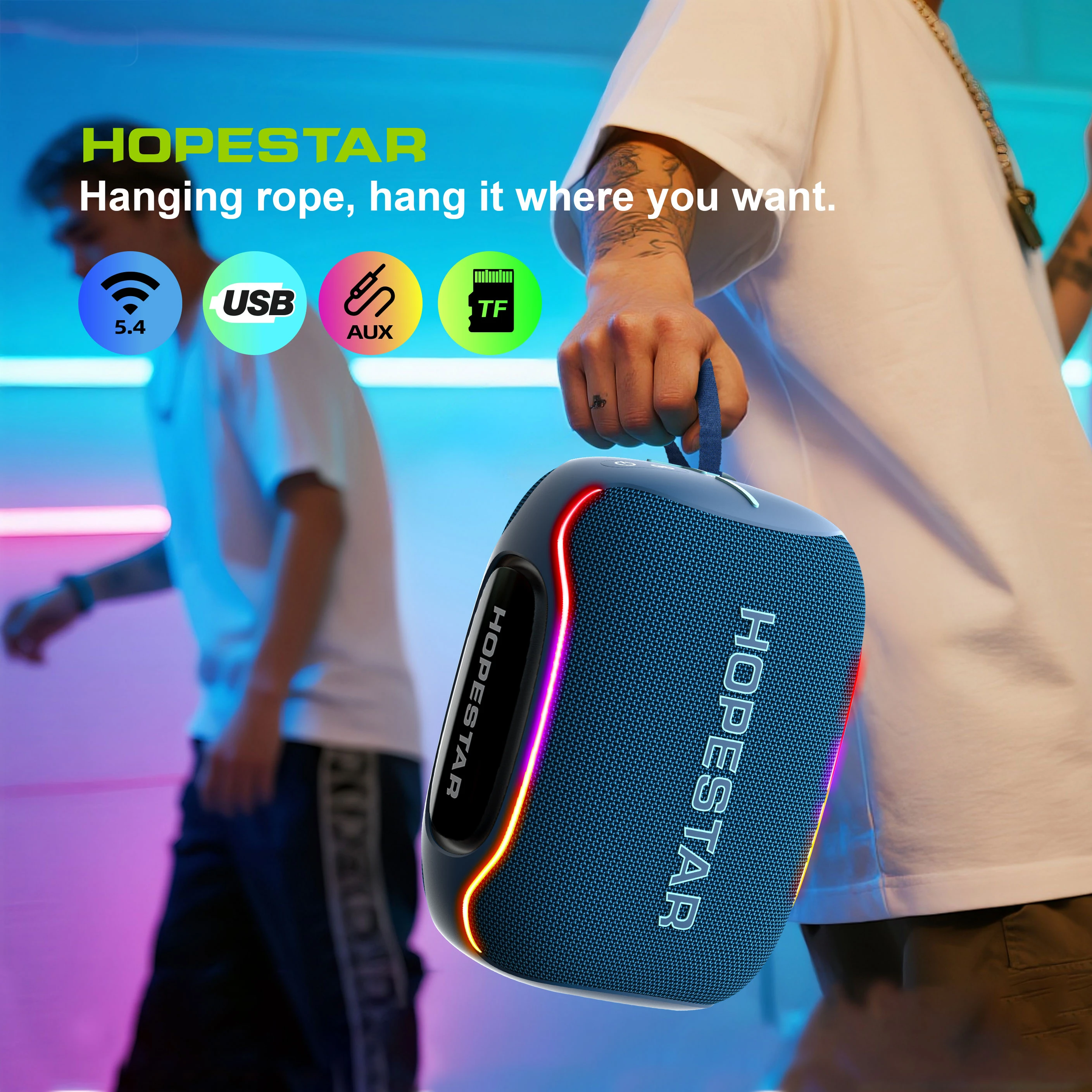HOPESTAR H72 70W Portable  Speaker, 8800mAh Rechargeable Battery Dual Drivers Deep Bass Outdoor Loudspeaker