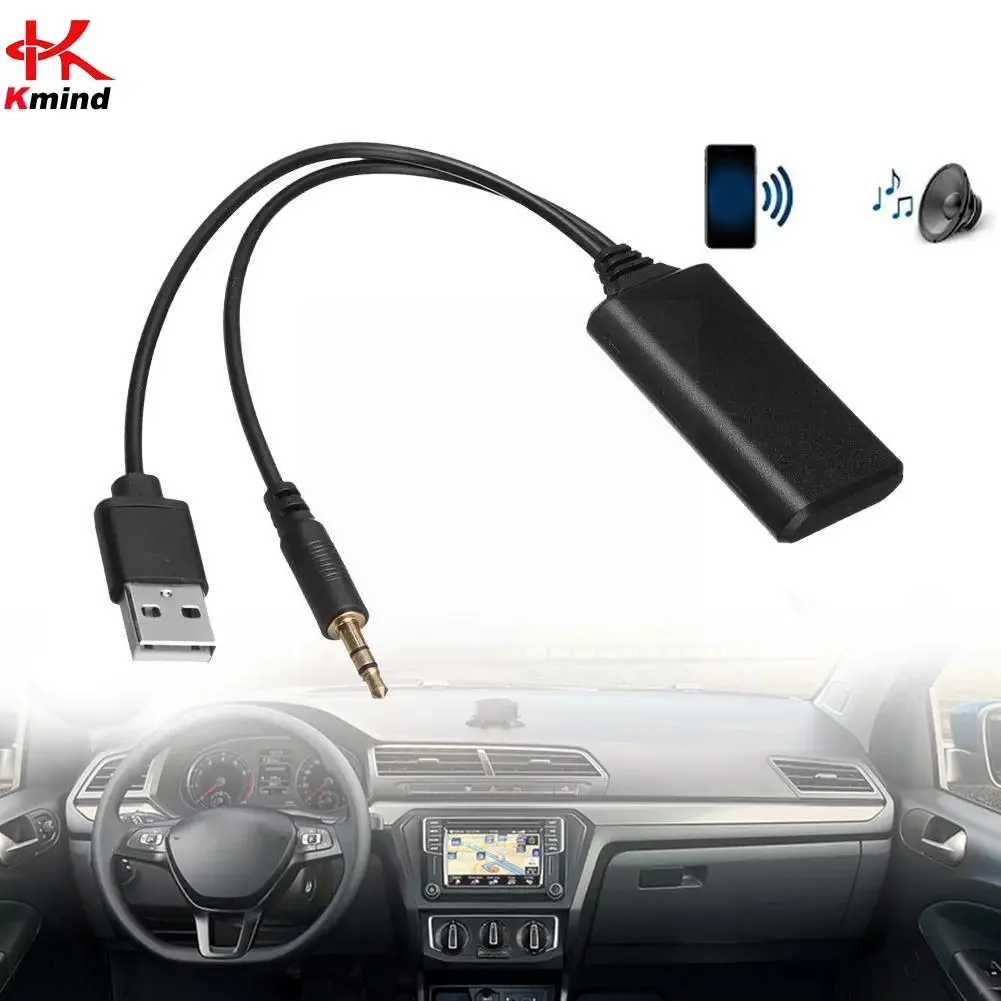 kmind Universal Car Wireless Bluetooth Module Compatible Receiver USB 3.5mm Aux Media Music Player Audio Cable for BMW e90 e91
