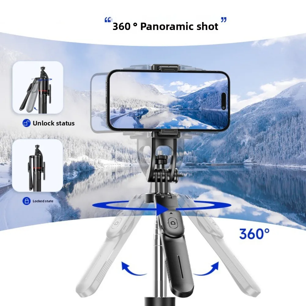 360° Rotating Telescopic Selfie Stick Portable 1.7m Bluetooth Selfie Stick Lightweight Adjustable Selfie Stick Tripod Home
