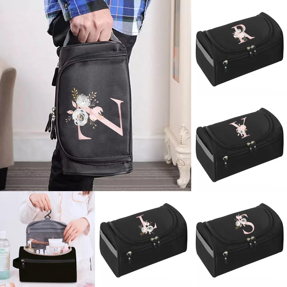 Travel Cosmetic Bag High Quality Pink Flower Makeup Bags Toiletries Organizer Waterproof Storage Neceser Hanging Home Wash Bag