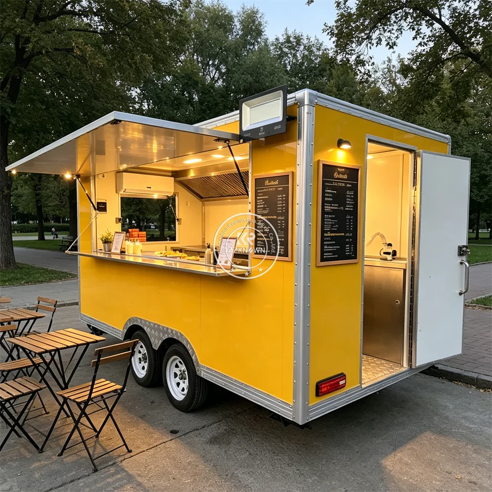 Mobile Burger Truck Pizza Trailer Hot Dog Snack Cart Concession Food Trailer With Professional Kitchen Equipment
