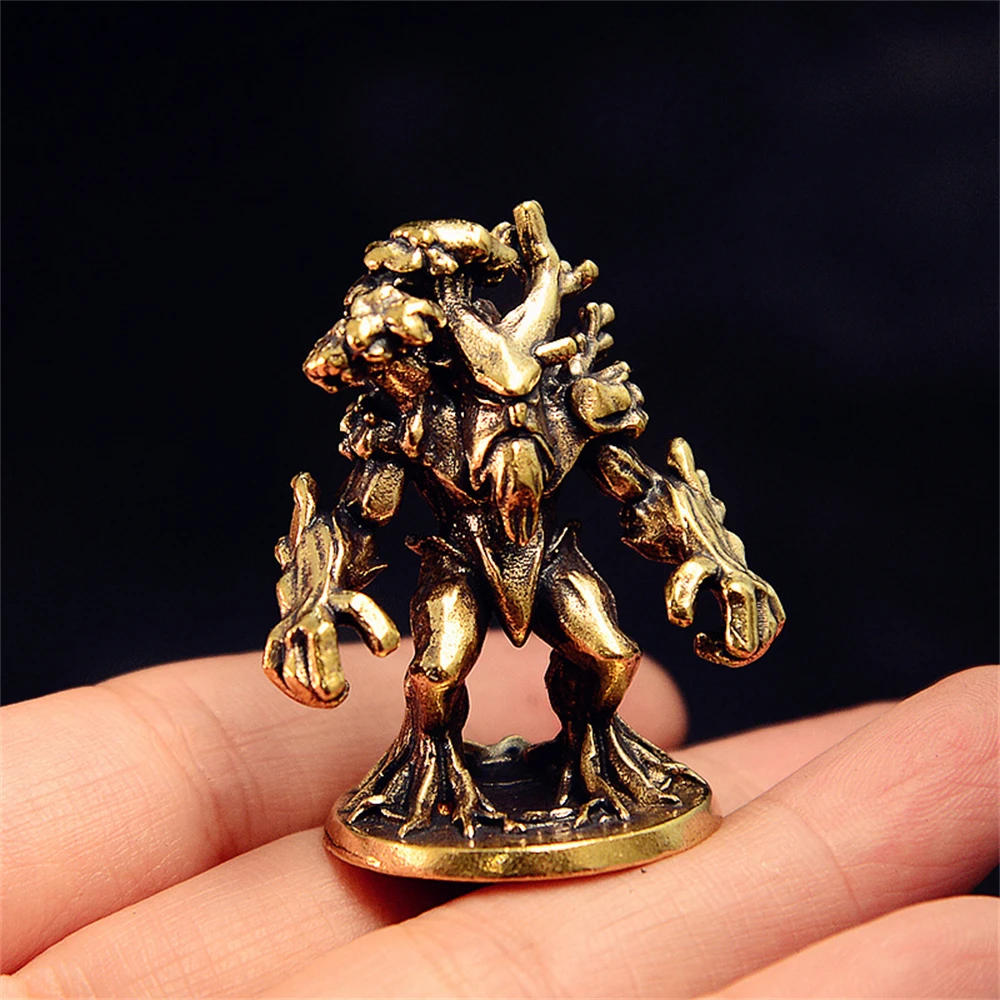 Brass Tree Spirit Statue Vintage Antique-Finished Mini Decorative Figurine for Home Office Desk Decor, Unique Home Accent