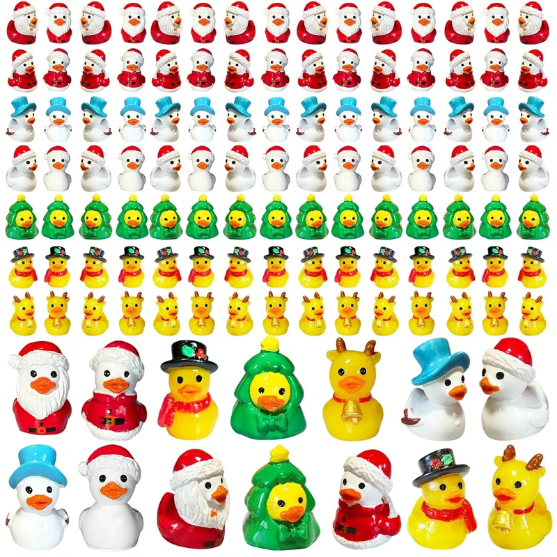 4/8pcs Cute Mini Resin Christmas Duck Miniatures, Winter Scene Figurines for Home Office Table Festive Ornaments Decor