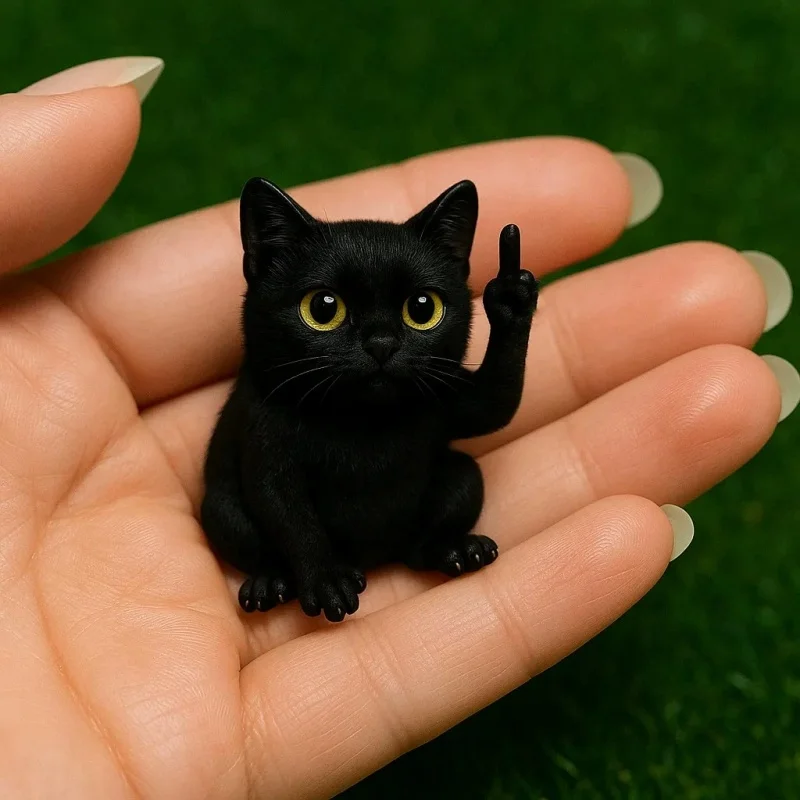 Novelty Middle Finger Animal Figurine Mini Resin Statue Dog Cat Frog Highland Cattle Home Office Desktop Decor Ornament