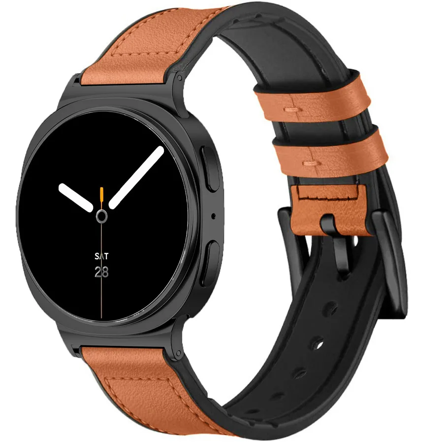 For Samsung Smartwatches Galaxy Watch8 Silicone Leather Two-Color Ultra Strap Adjustable Smart Watch Bands