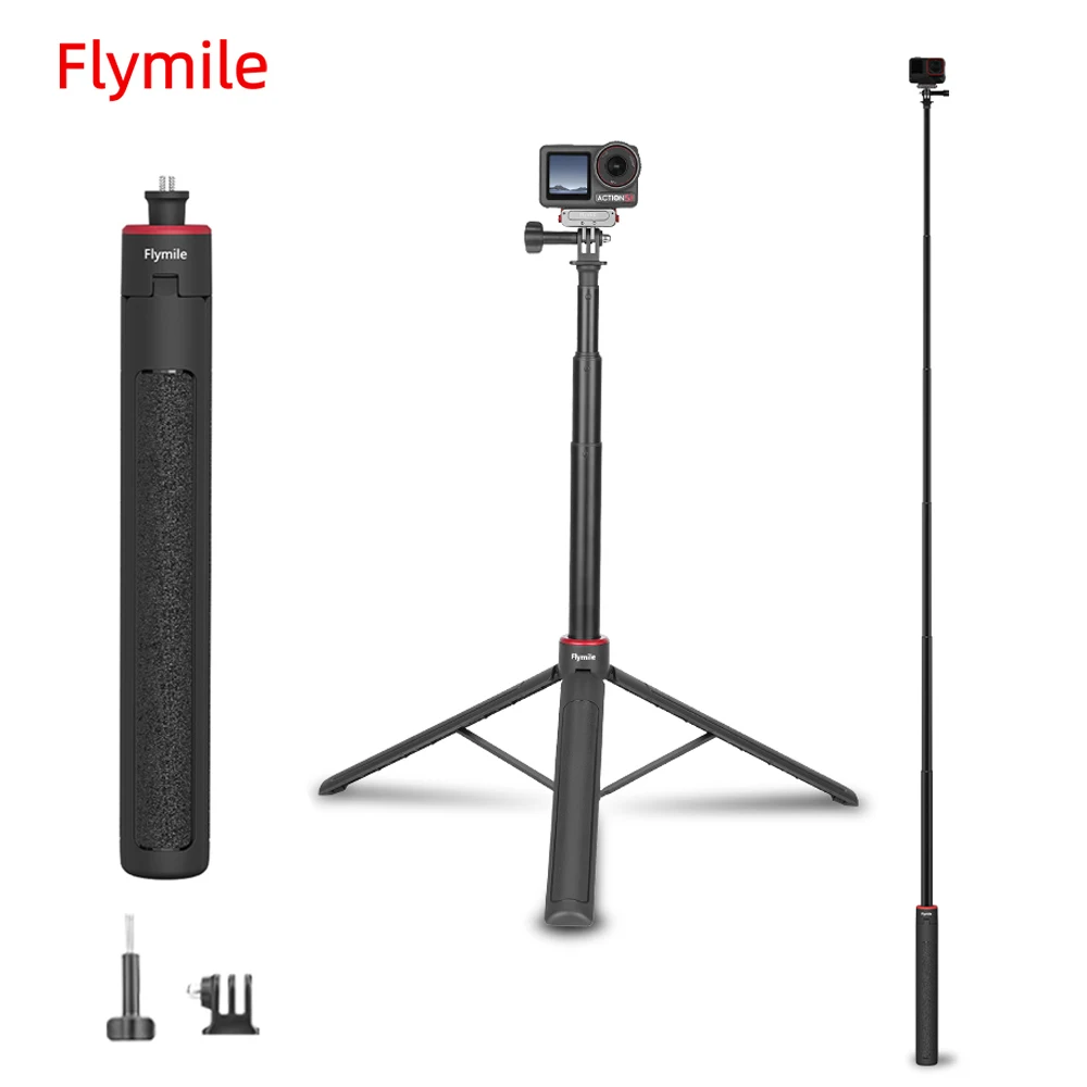 Flymile Action 5 Pro Tripod Adjustable Selfie Stick Long Hand Grip Vlgo Travel Stand for DJI OSMO Action 5/Action 4 Accessories