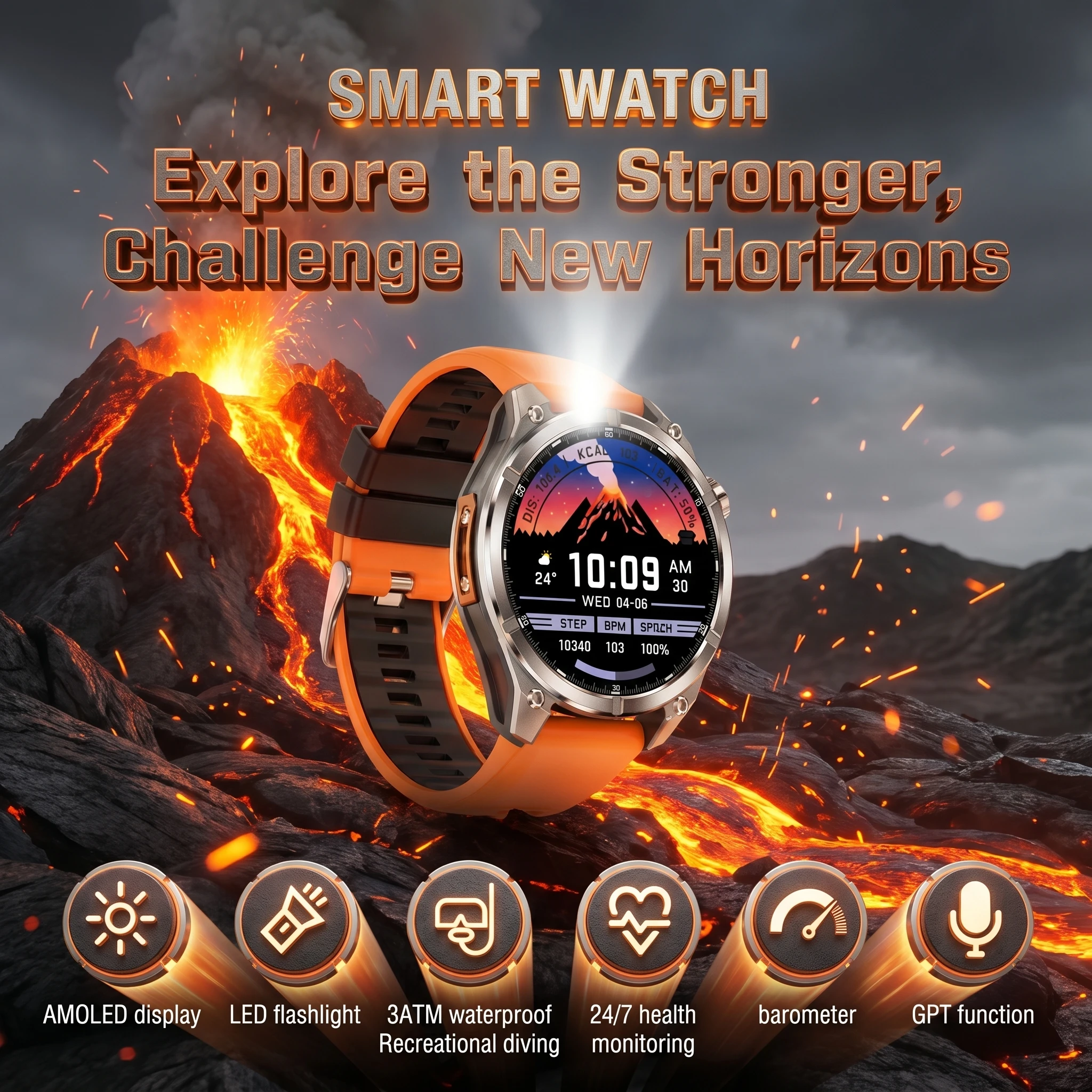 HD300 Waterproof Diving Smart Watch AMOLED 5.4Bluetooth Call NFC AI GPT Smartwatch Sport Fitness Health Monitor Travel Watch