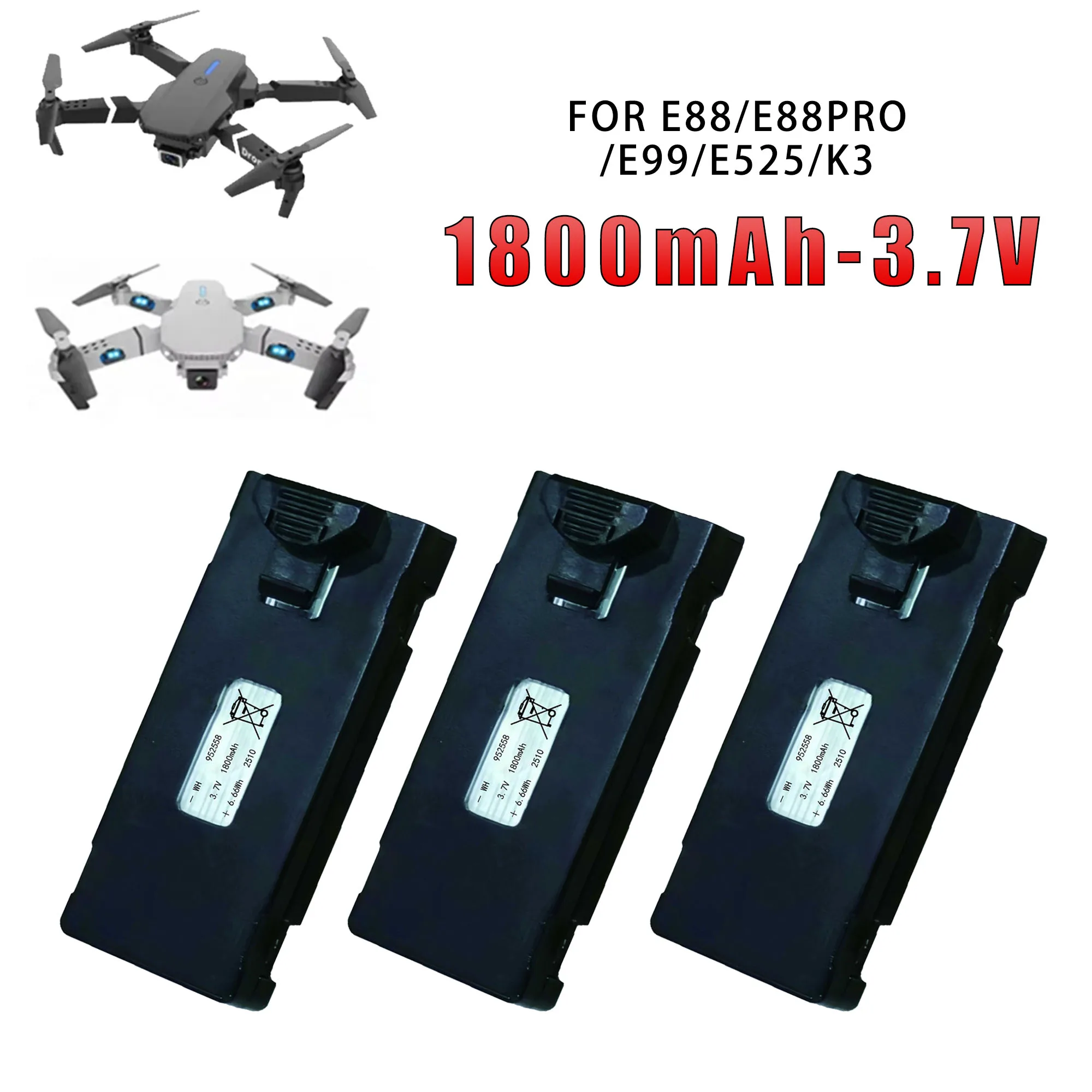 E88 3.7V 1800mAh Original Factory E88/E99/E525/K3 Foldable Quadcop Drone Module Universal Battery