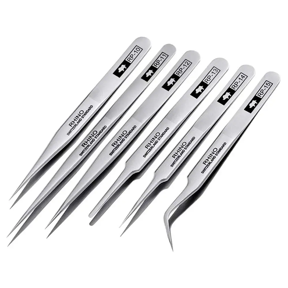 PRO RHINO TOOLS RP Series High-hardness Carbon Steel Anti-magnetic Anti-acid Tweezers for Beauty Electronics Jewelry Industry