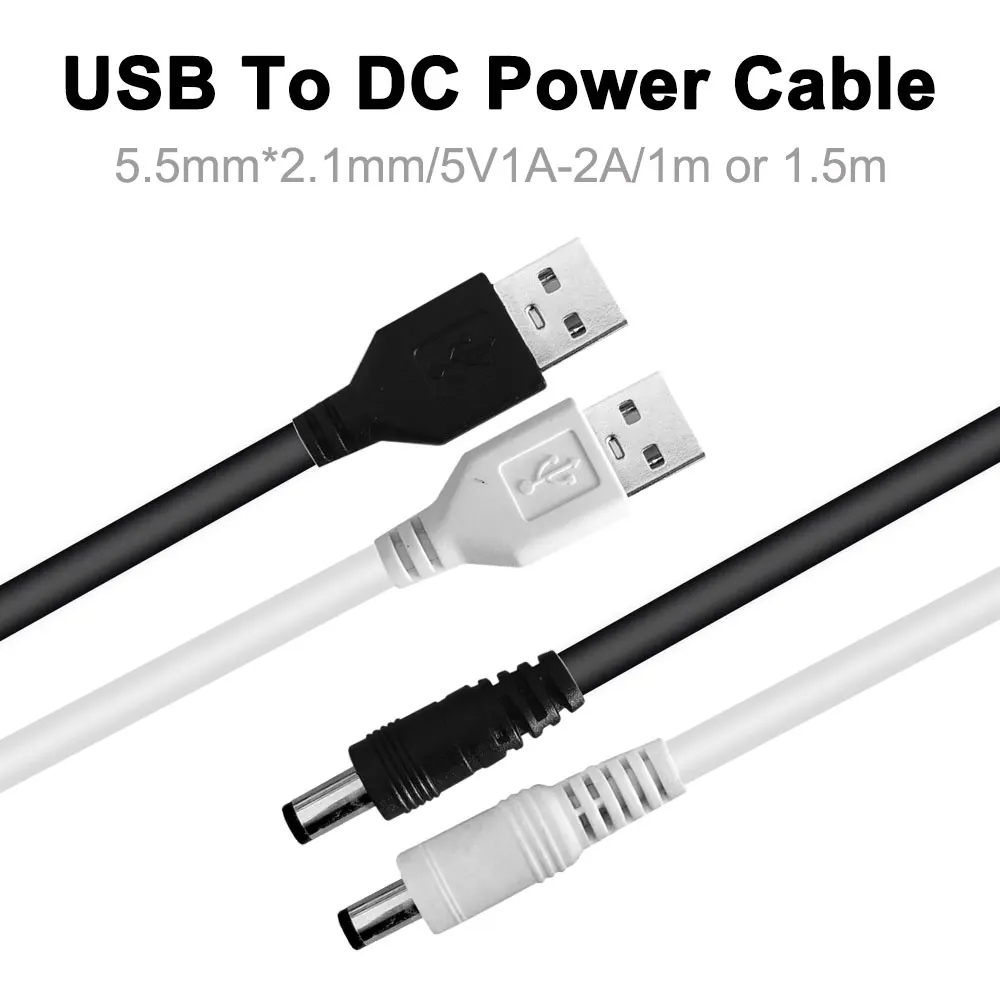 1m USB To DC 5.5*2.1mm Interface Mini Charging Connection 5V1A/2A Power Cable Applicable Speaker Fans Led Controller