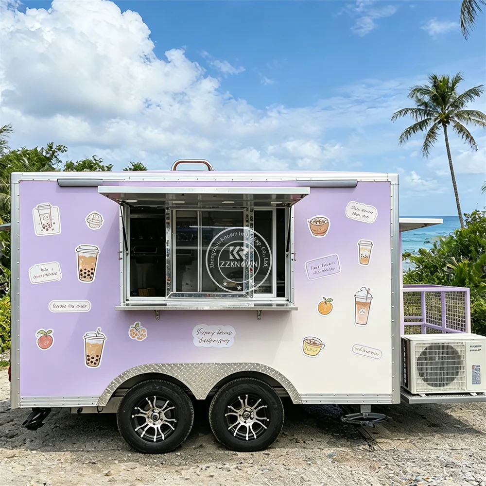 Customized Beverage Cart Mobile Kitchen Trailer Fast Food Truck Ice Cream Cart Street Mobile Food Trailer Fully Equipped