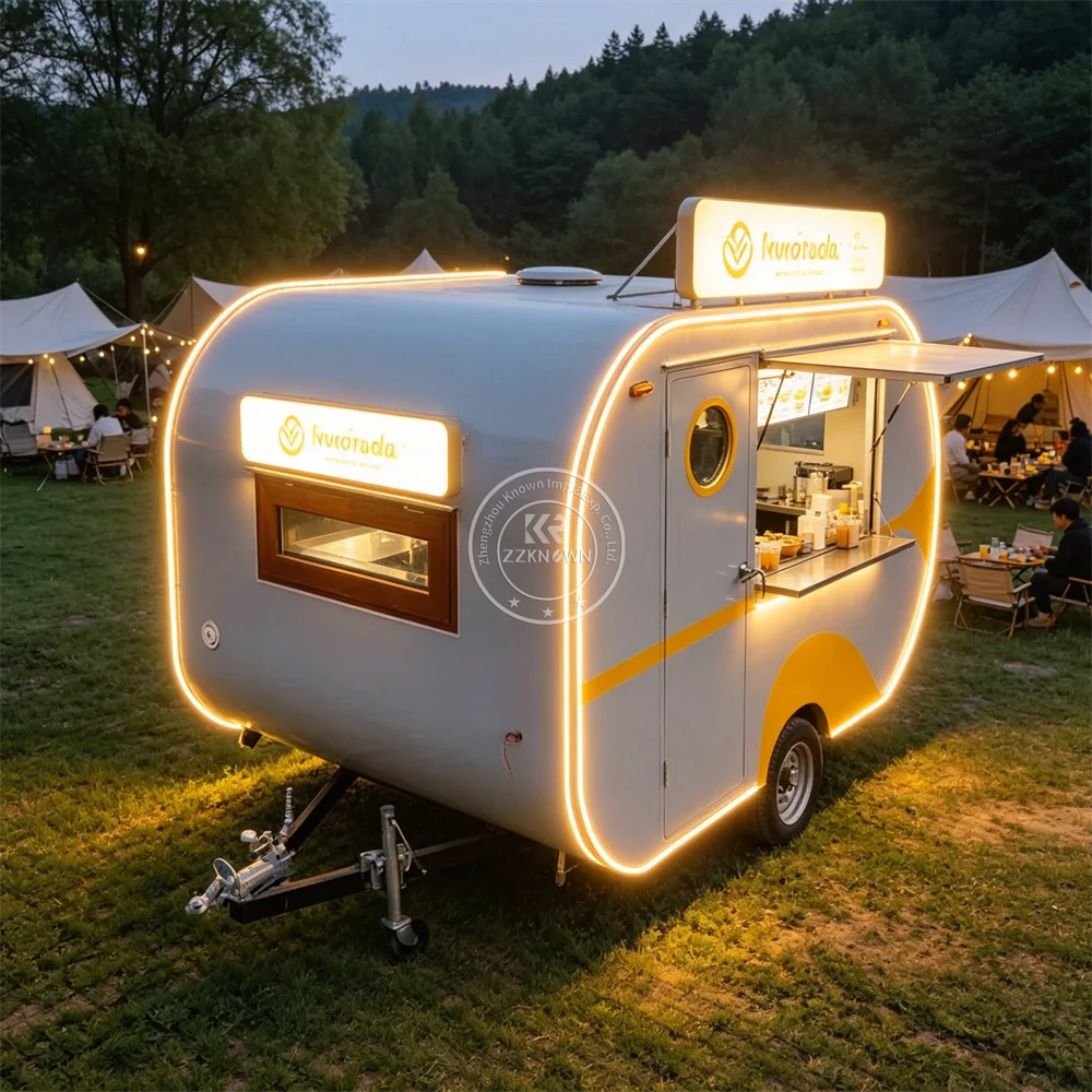 Concession Food Truck BBQ Hamburger Ice Cream Cart Street Coffee Kiosk Mobile Fast Food Trailer With Full Kitchen