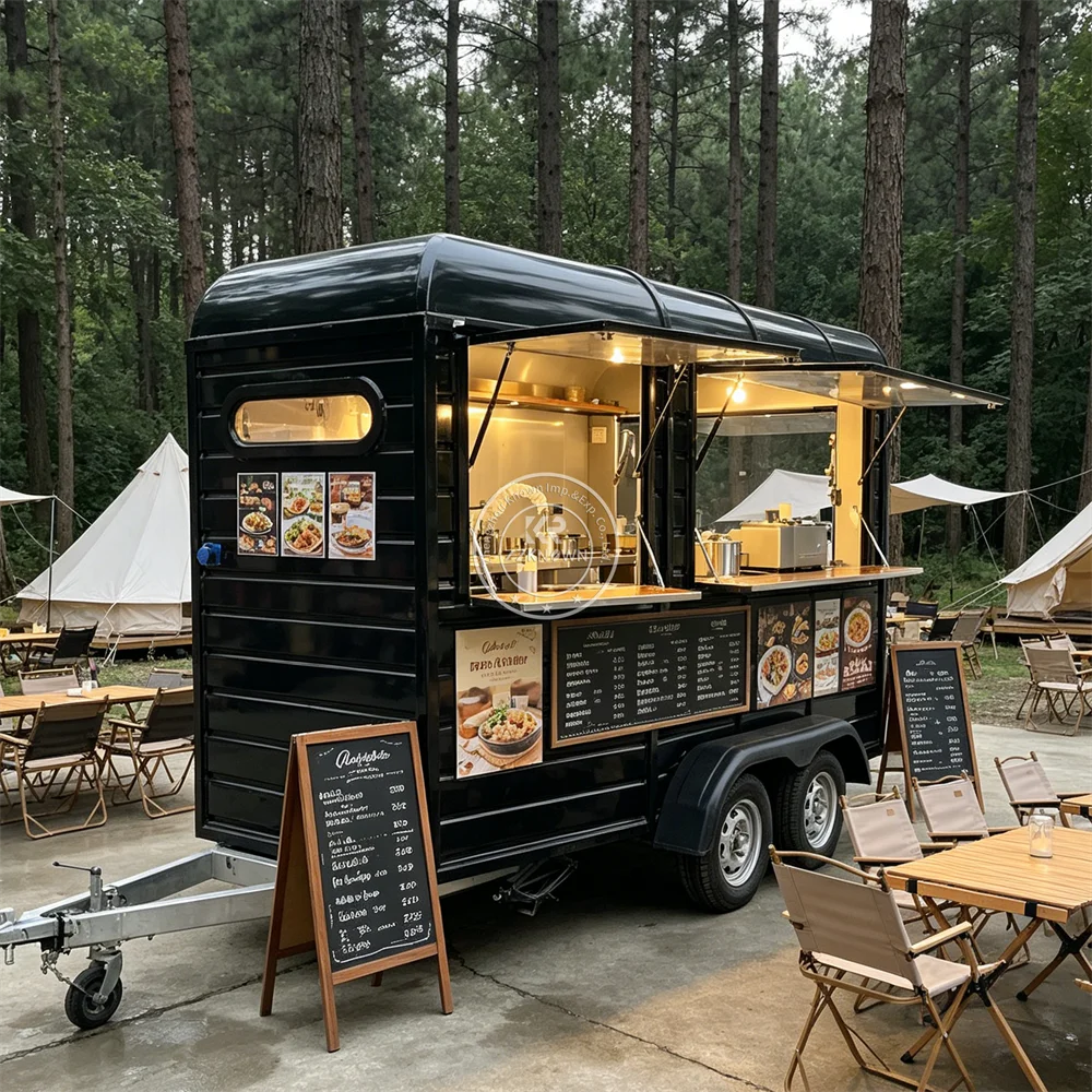 Street Mobile Kitchen Custom Food Trailer Mobile BBQ Hot Dog Coffee Ice Cream Cart Fast Food Truck Fully Equipped