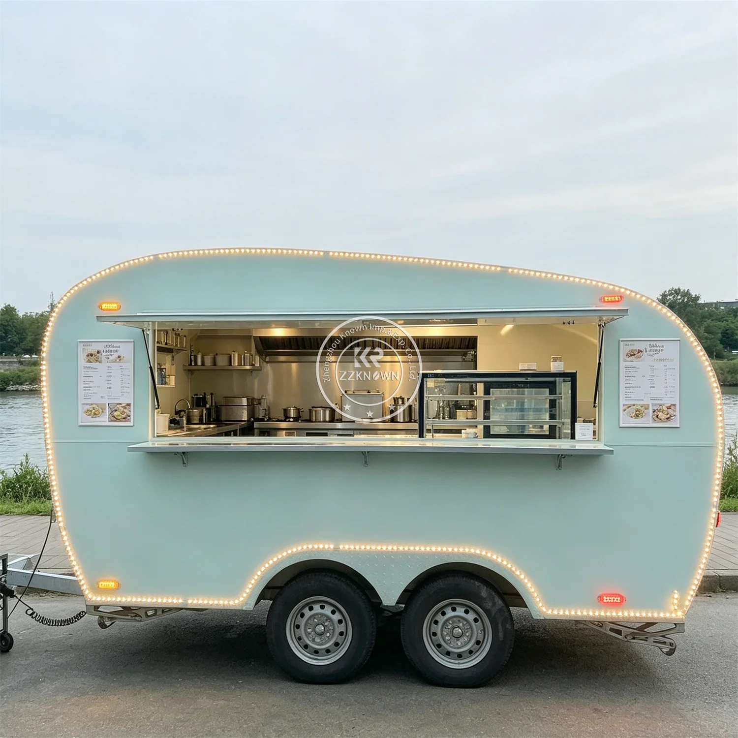 DOT Approved Outdoor Mobile Food Trailer Kitchen Concession Burger Bbq Fast Food Vending Trailer Truck With Kitchen Equipment