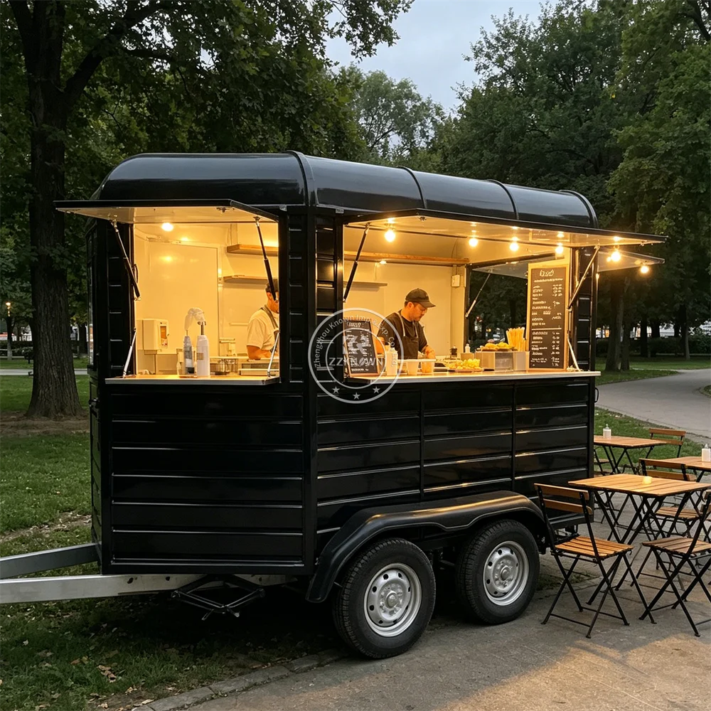Concession Food Truck BBQ Hamburger Ice Cream Cart Street Mobile Fast Food Trailer Truck With Full Kitchen