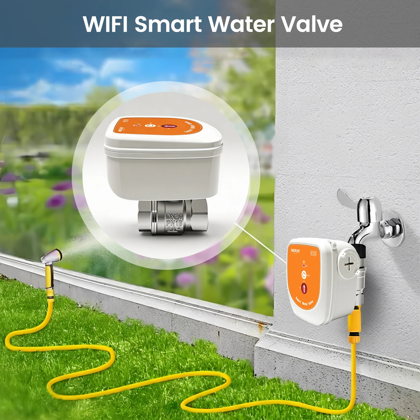 M0RAYELEC ME220W Tuya WiFi Smart Water Valve DN20  Ball Valve Adjustable Opening Temperature Monitoring Timer IP67 Waterproof