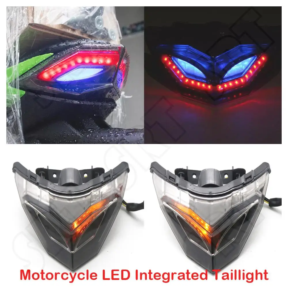 Fits for Kawasaki Ninja 250 300 ABS Z250 Z300 2013-2018 Motorcycle LED Taillight Brake And Turn Signal Integrated Tail Lights