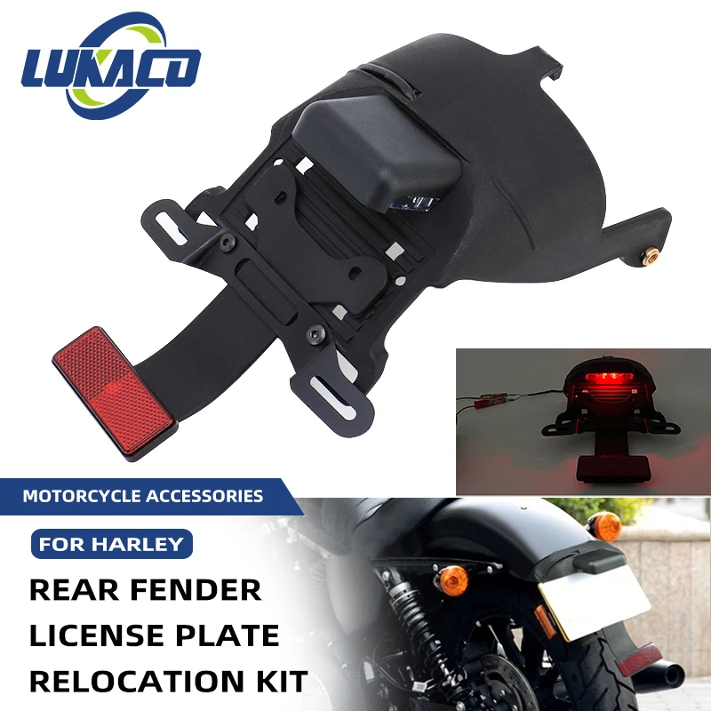 Motorcycle License Plate Kit Rear Fender LED Display Bracket With Light For Harley Sportster XL883 XL1200 Iron 883 XL 1200 X48