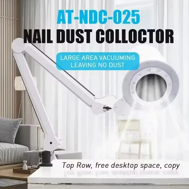 2026 2-in-1 Nail Dust Collector with Shadowless LED Lamp Professional Nail Art Vacuum Cleaner Manicure Salon Equipment.