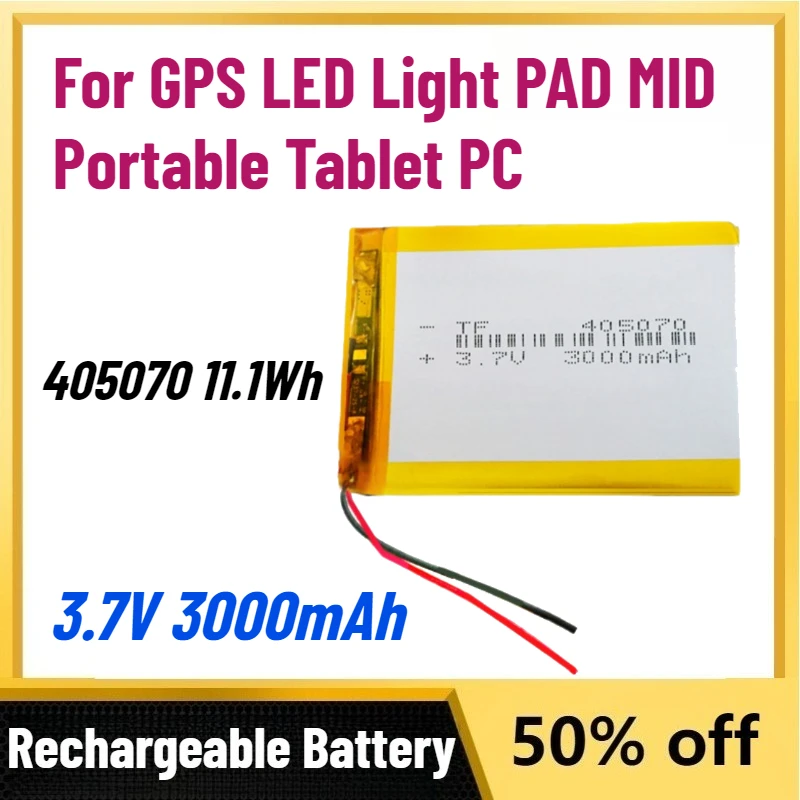 Zero Cycles New 405070 3.7V 3000mAh 11.1Wh Polymer Li Lithium Lipo Battery for GPS LED Light PAD MID Portable Tablet PC