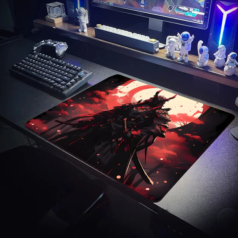Japanese Samurai mouse pad Anime game keyboard pad Office desk mat computer desk mat non-slip waterproof locking 400x450X4MM