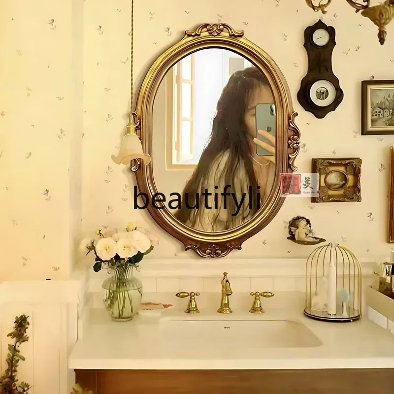 SS S7486 French retro toilet washstand smart bathroom mirror American wall-mounted makeup porch decorative mirror