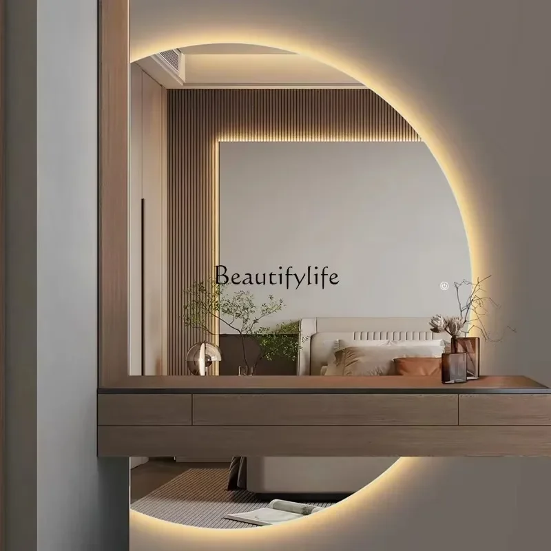 12Large semi-round full-body full-length mirror smart makeup mirror hanging on the wall