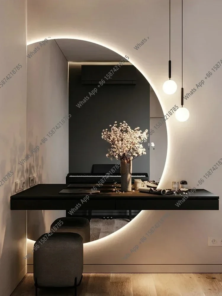 A Large Half Round Mirror Full Body Dressing Smart Makeup Wall-Mounted Dressing Home