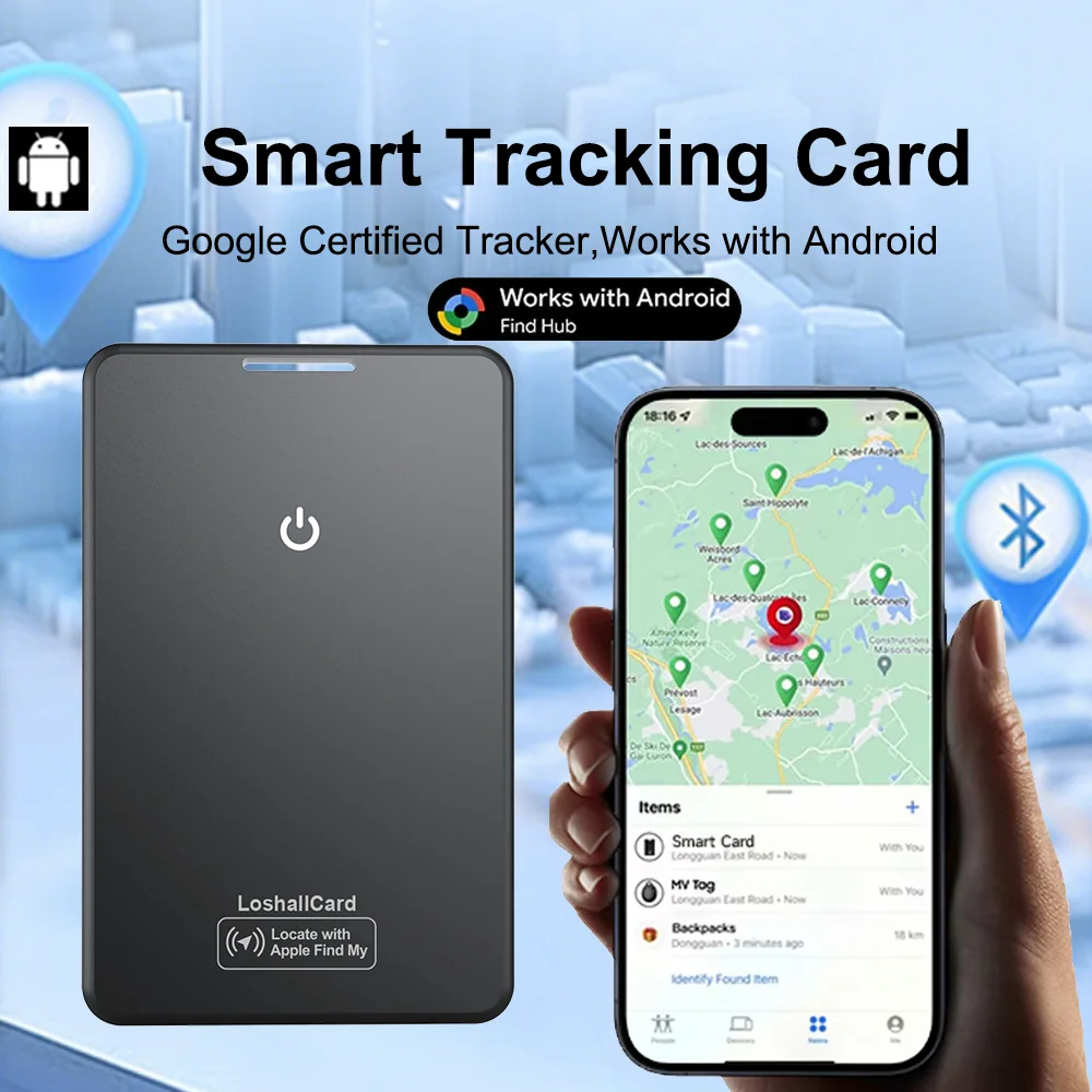 2026 New Global GPS Android Tracker Card Wireless Charging Waterproof Smart Wallet Tracker Card with Google Find My Device App