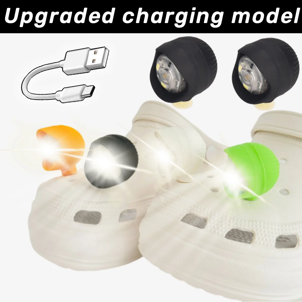 2PCS Outdoor Camping Headlight Upgrade Rechargeable Adult Children's Shoes Charm Decoration