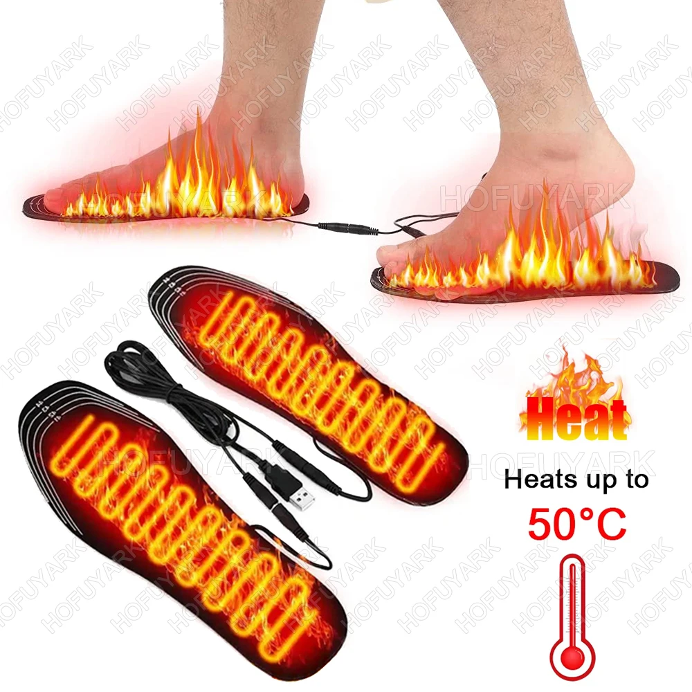 USB Heated Shoe Insoles for Men Women Comfort Feet Warm Winter Outdoor Sport Shoe Soles Electric Heating Insoles Rechargeable