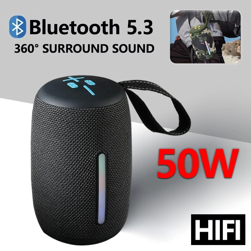 50W High-power Bluetooth Speaker Portable Outdoor Subwoofer HiFi TWS Wireless 3D Surround Sound Camping Party Loudspeaker P Pro3