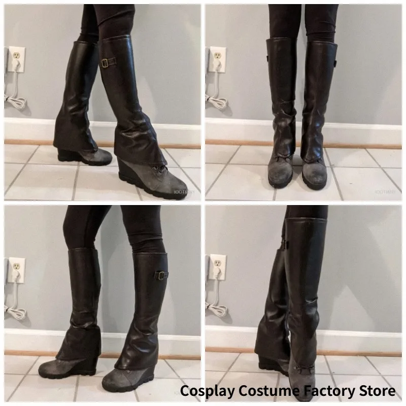 Adult Faux Leather Boots Cover Medieval Viking Hunter Warrior Shoes Pirate Knight Cosplay Accessories Adjustable Pu Leg Armor