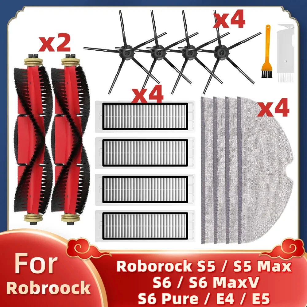 For Xiaomi Roborock S5 Max S50 S55 S5 S6 S6 MaxV S6 Pure E4 E5 Robot Vacuum Spare Parts Main Side Brush Hepa Filter Mop