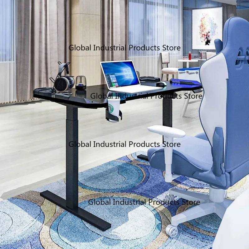 Lifting Telescopic Electric Adjustable Bedroom PC Gamer Computer Desk Gaming Table With RGB Led Lights