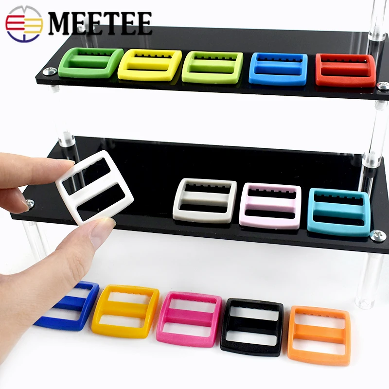 10-50Pcs 10-25mm Plastic Ring Bag Straps Tri-Glide Slider Buckles Adjust Clasps Pet Collar Backpack Colored Buckle Accessories