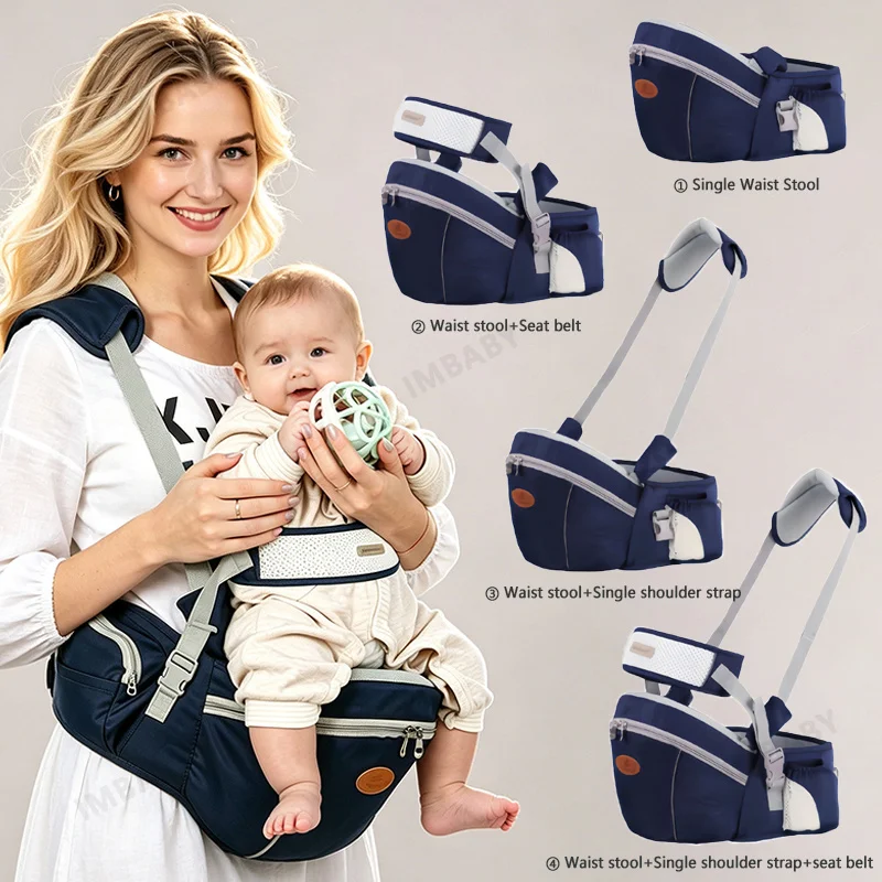 New IMBABY 0-48 Months Baby for Ergonomic Kangaroo Ultifunctional Waist Stool One-shoulder with Hip Seat Baby Wrap Sling Travel
