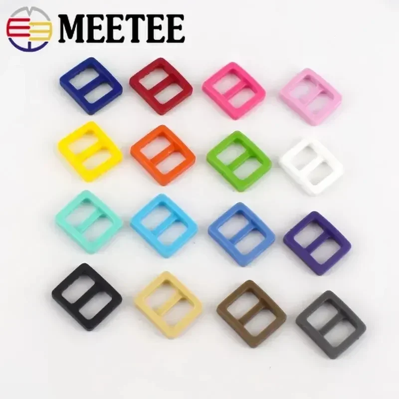 50/100/500Pcs Meetee Colorful 10mm Plastic Tri-Glide Adjustable Buckle Dog Collar Slider Clasp Backpack Strap Webbing Bag Parts