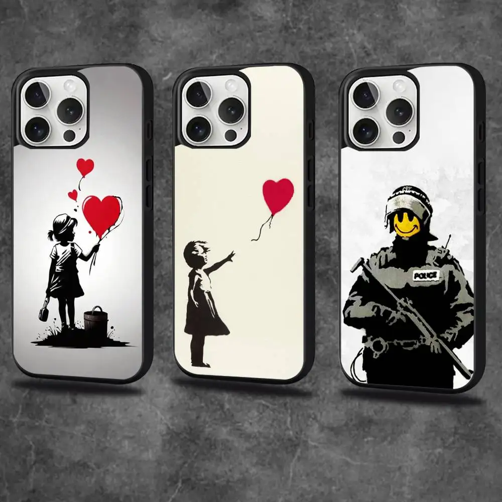 Street Art Banksy Graffiti Phone Case For iPhone 17,16,15,14,13,12,11,Pro,Max,Plus,Mini,SE4,E Magnetic Magsafe Wireless Charging