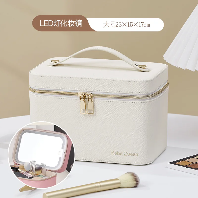 Professional LED Makeup Case with Mirror Lighted Cosmetic Organizer for Travel Waterproof Vanity Bag with Adjustable Dividers