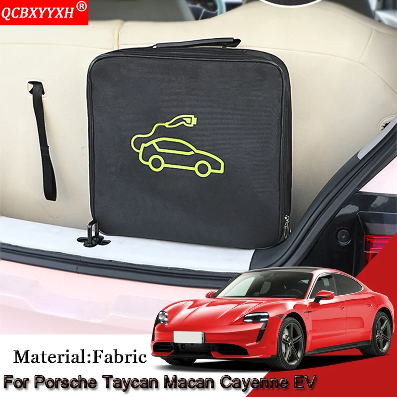 EV Car Charging Cable Storage Carry Bag For Porsche Taycan Macan Cayenne EV Charger Plugs Sockets Waterproof Fire Retardant