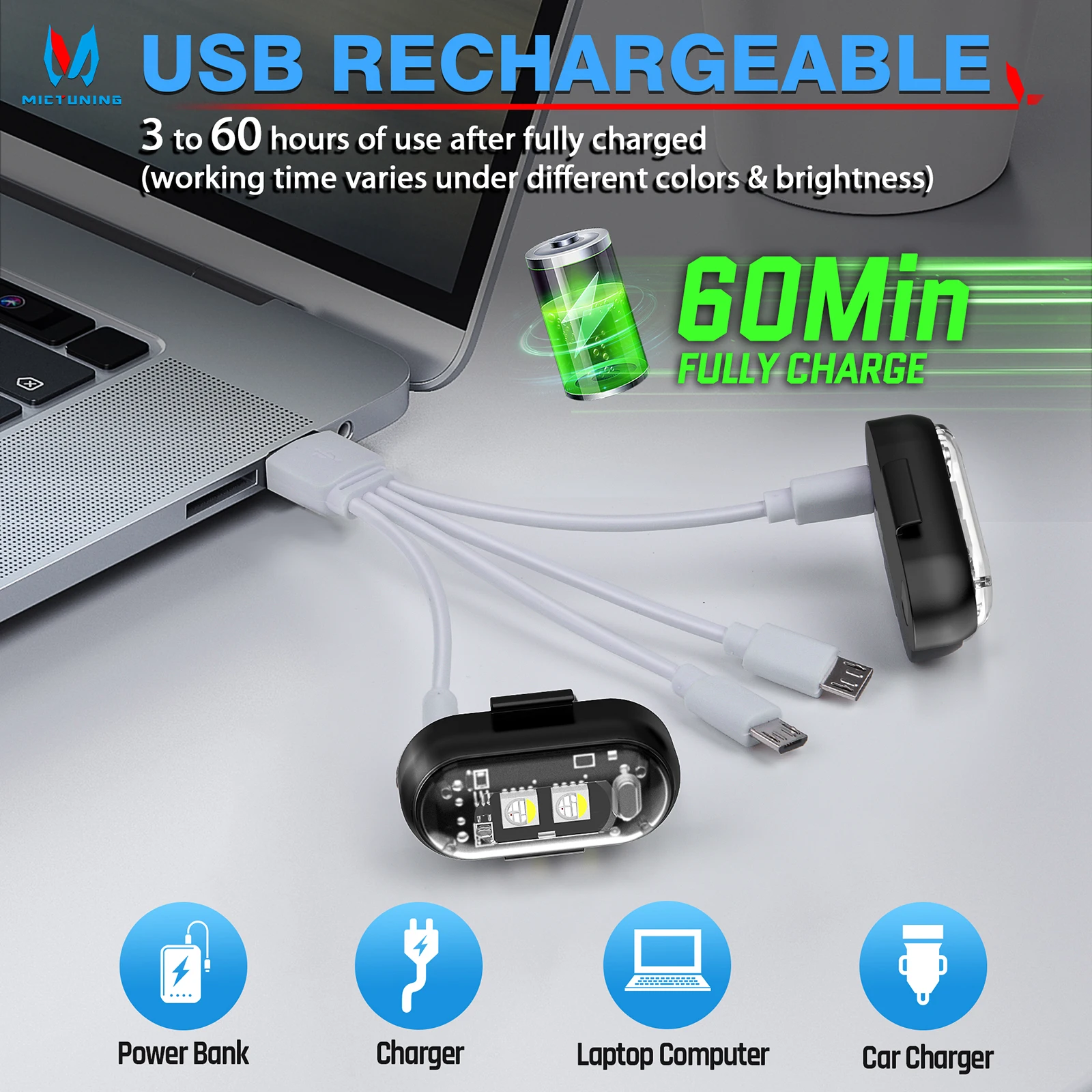 8Pods Multi-Function LED Flashlight, Suitable for Cars, Motorcycles and Drones—Features Wireless Remote Control and Magic Tape