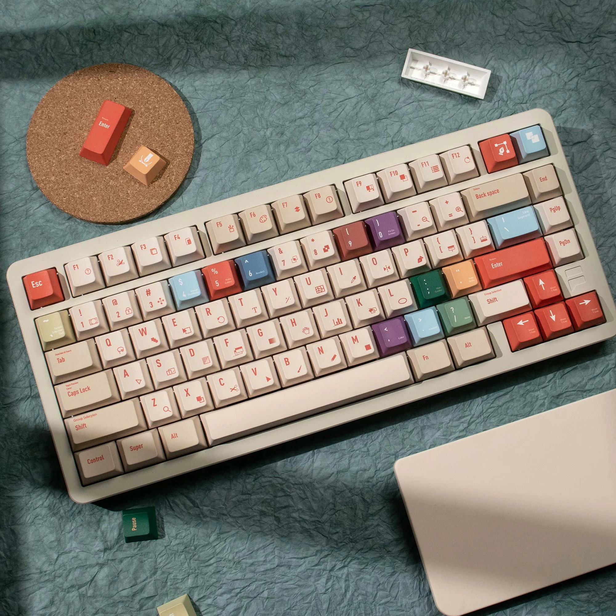 Illustrator Keycaps DYE-SUB Cherry Profile PBT Retro Color Keycap For 61/64/68/84/87/100/104/108 Mechanical Gaming Keyboard