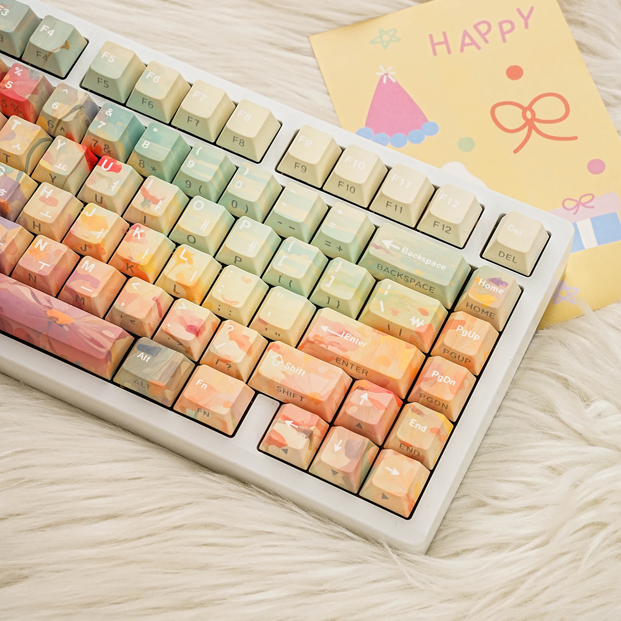 PBT Cherry Keycaps Korean French Spanish ISO Layout Side Backlit For Mechanical Keyboard Wooting Hi75 FR/DE/ES/JP/RU/KR/AR/EN
