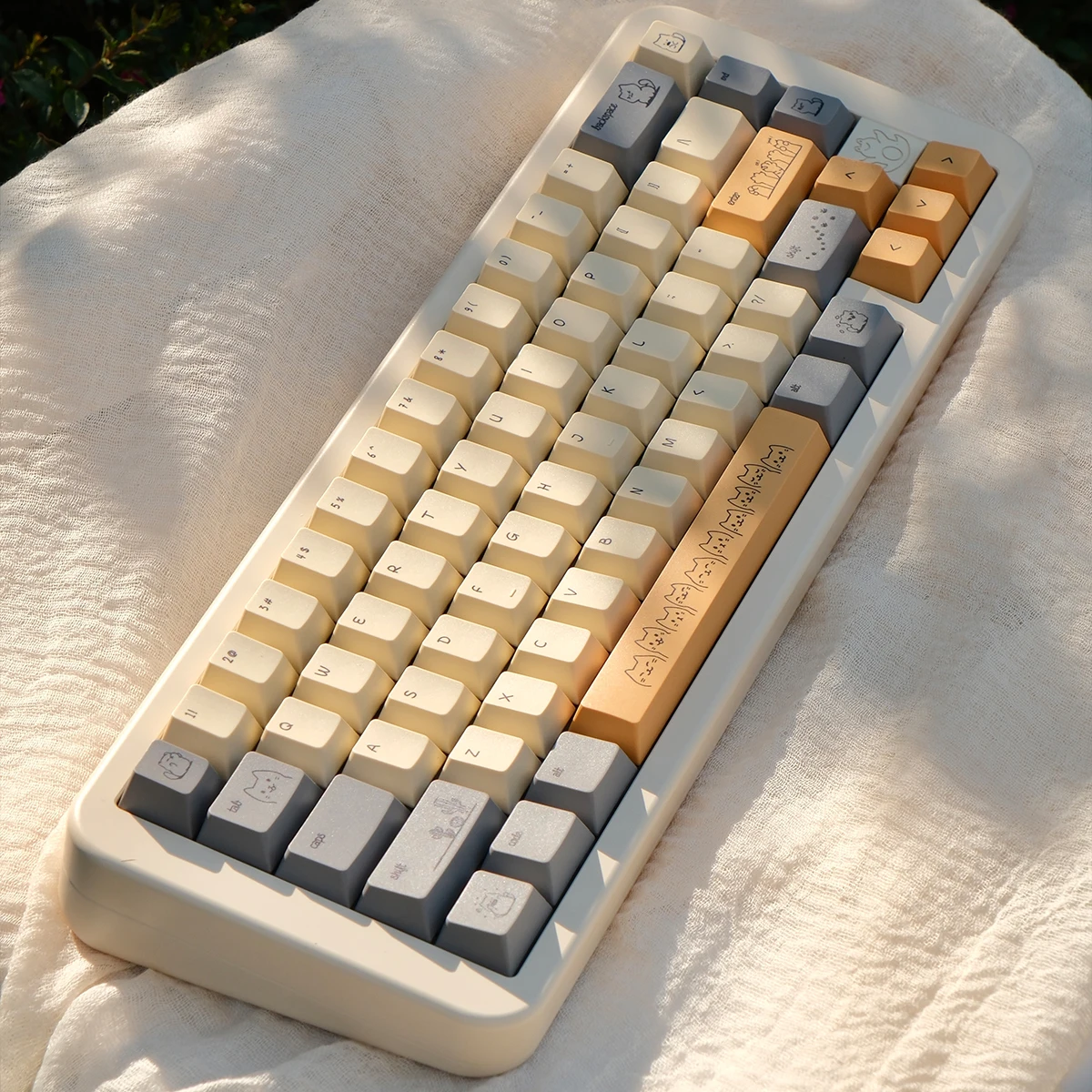 Sand Cat Keycaps PBT Keycaps Cherry Profile Dye-Sublimate Kitten Customized Keyboard Cap for MX Switches Mechanical Keyboard