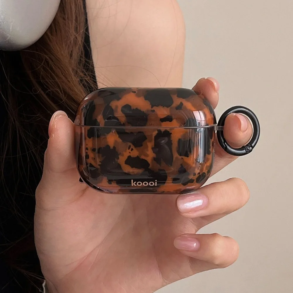 Cool Tortoiseshell Amber Glossy Case For AirPods Pro 3 2025 Pro 2 AirPod 4 3 Wireless Bluetooth Earphone Charging Box Soft Cover