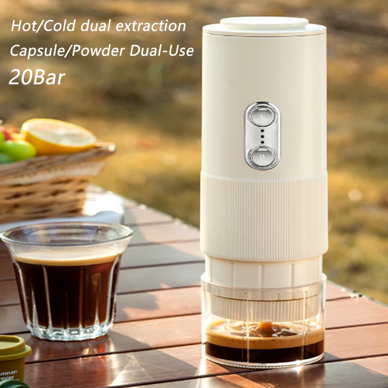 Portable Coffee Machine for Car & Home Camping Electric Espresso Coffee Maker Wireless Capsule Powder Travel Coffee Maker